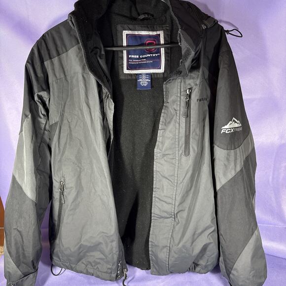 Free Country Full Zip Hooded Jacket Men's SZ Small FCX Treme Dark Green/black - Picture 1 of 12